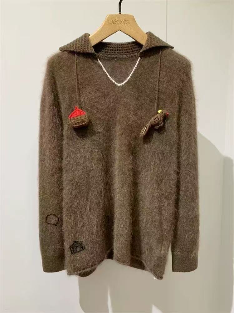 【WX同款】100%纯山羊绒野兽派拉绒v领套头衫上衣 体感巨好