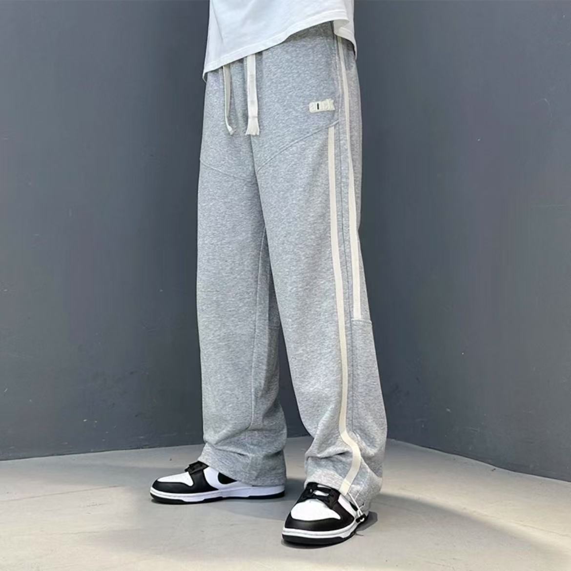 425/2369/122 直筒宽松阔腿裤子街头复古港风工装休闲长裤男