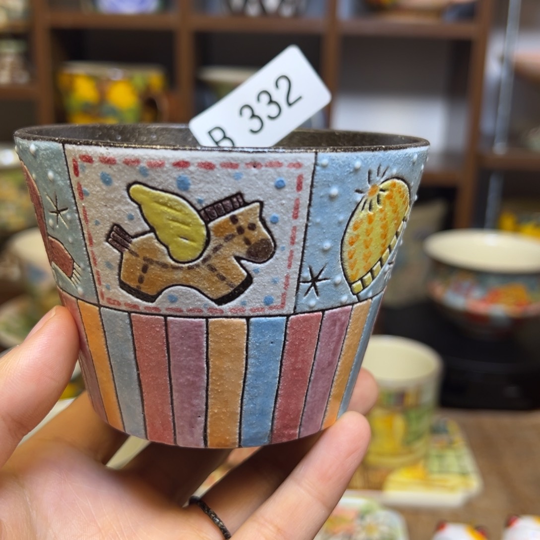 陶摆件原创手绘高温釉下彩