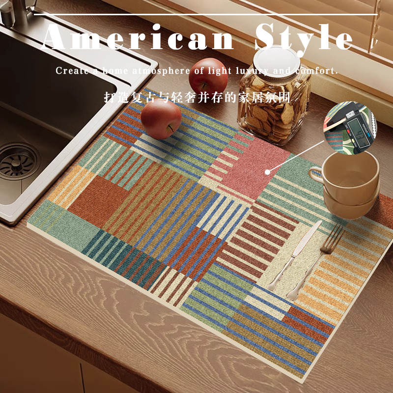 【吸水皮革】美式高级感厨房沥水垫台面吸水防油污隔热餐垫咖啡机垫