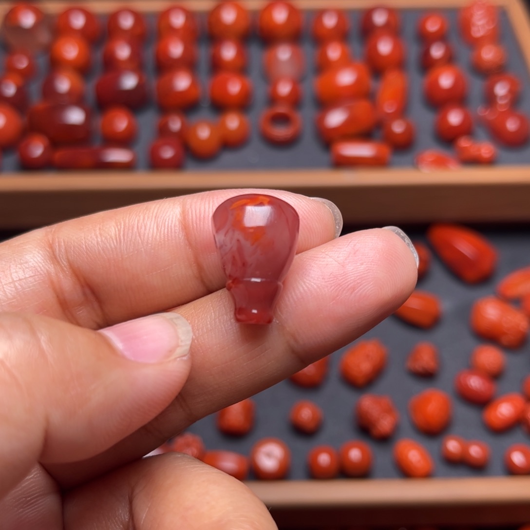 南红玛瑙配饰未镶嵌冰飘花三通卡12.5mm