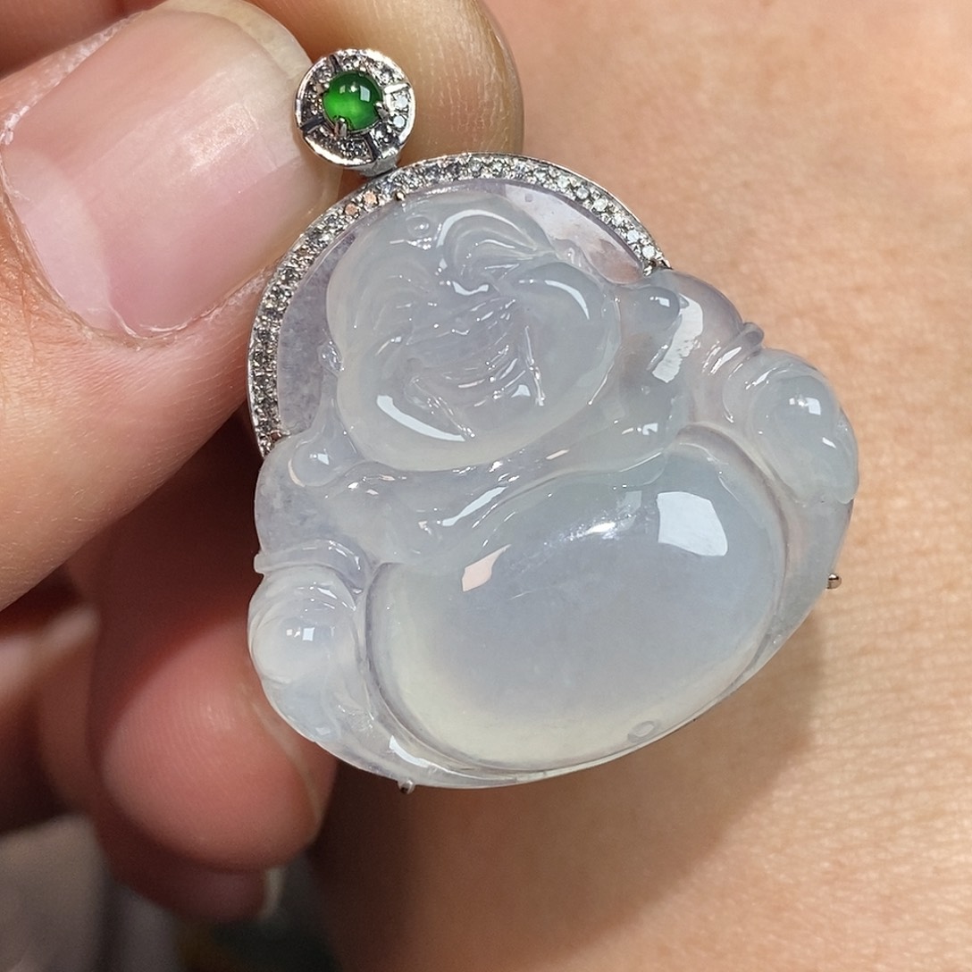 翡翠颈饰18K金镶嵌佛公