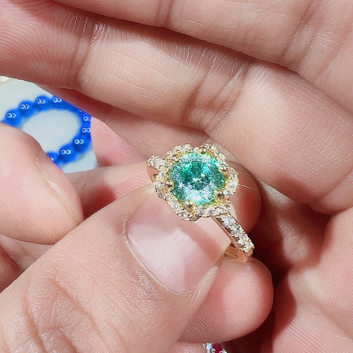 非金属红色蓝色满镶嵌吊坠戒指