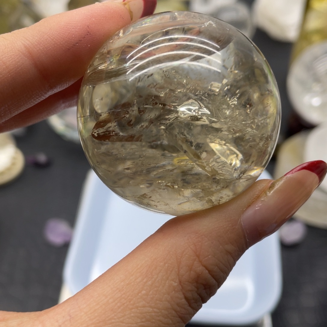 水晶36未镶嵌J****?茶黄球高透