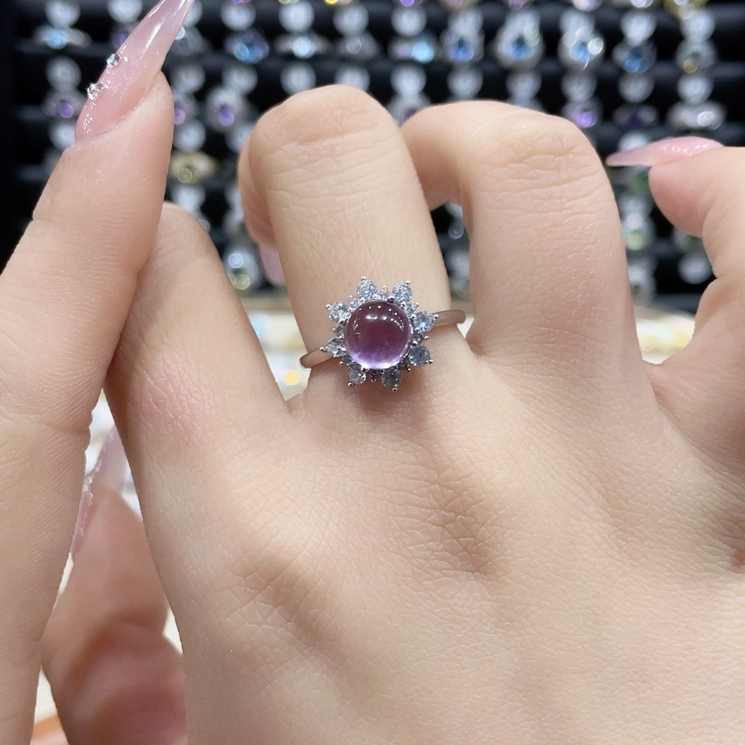 紫晶戒指银S925镶嵌戒指
