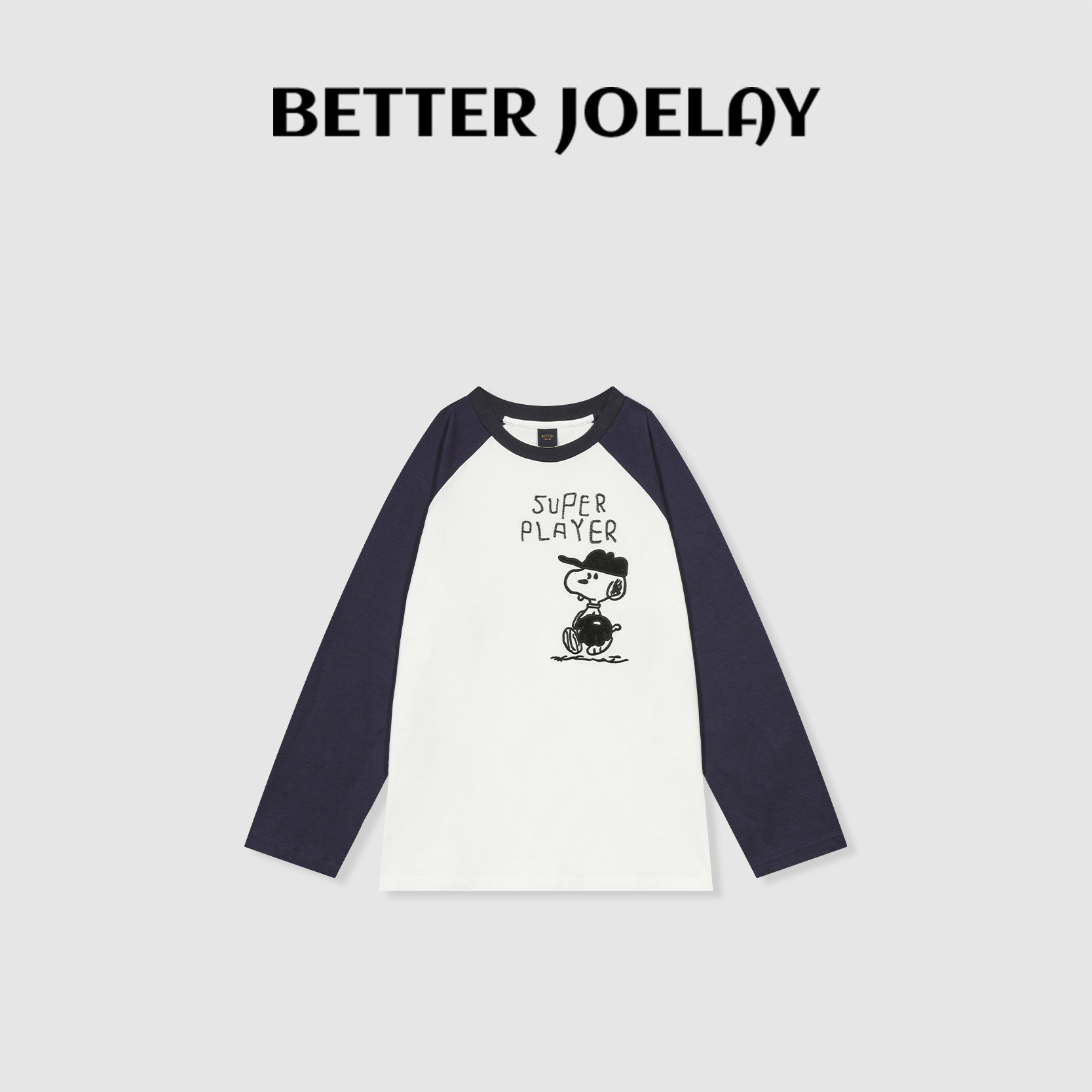BETTER JOELAY-【迷路史努比】百搭插肩长袖T恤休闲宽松个性KH1390 
