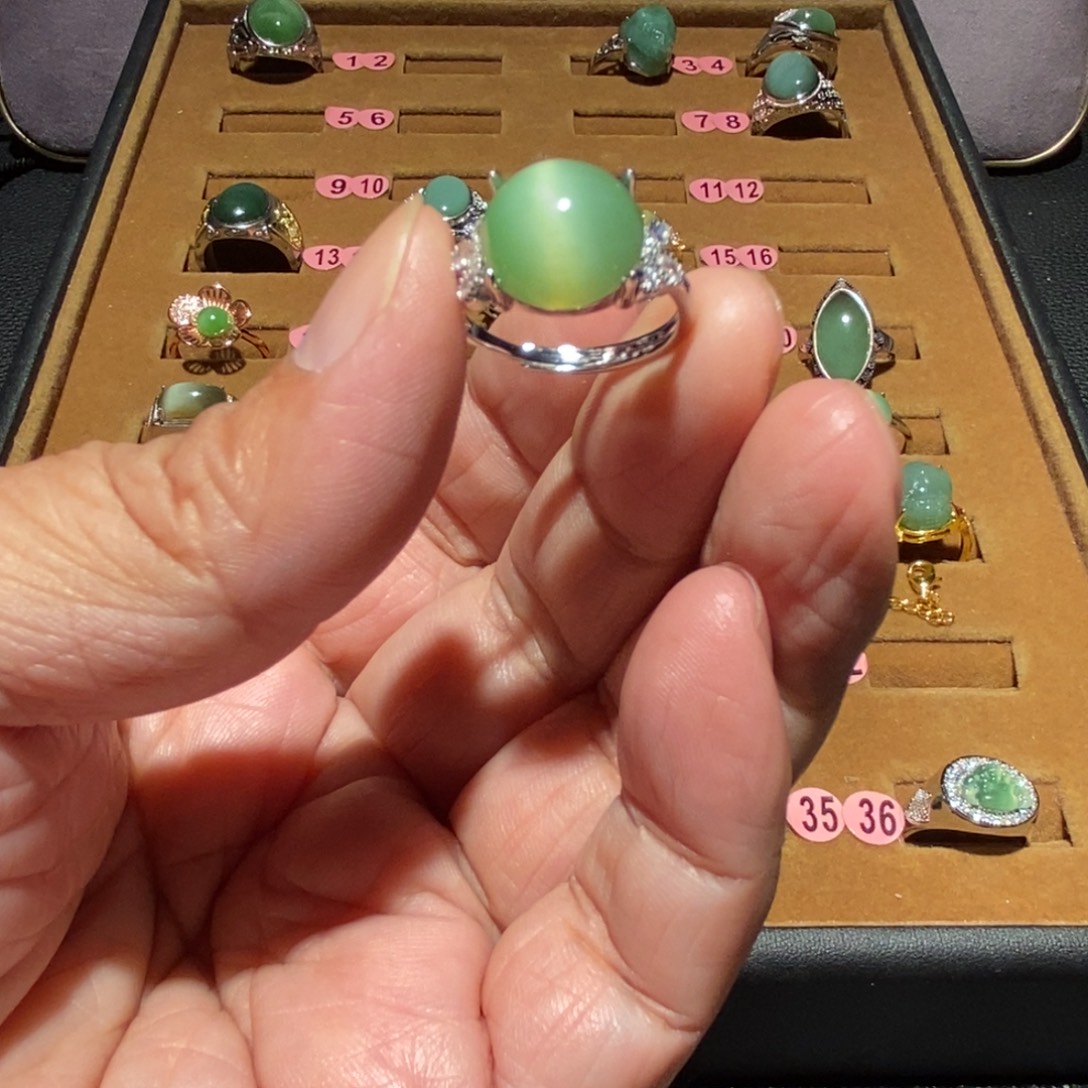 和田玉银S925镶嵌戒指