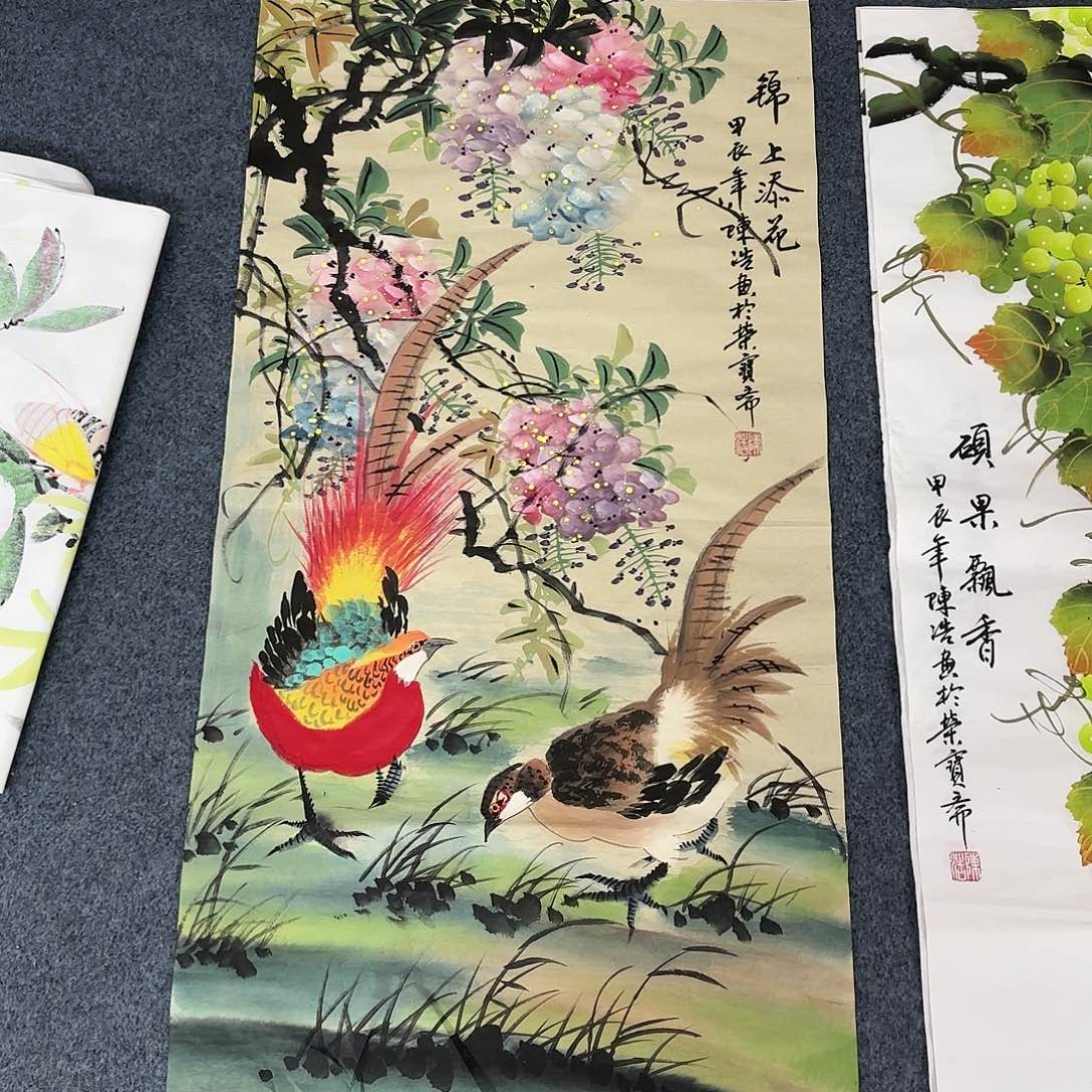 国画尺寸50X100手绘作品 