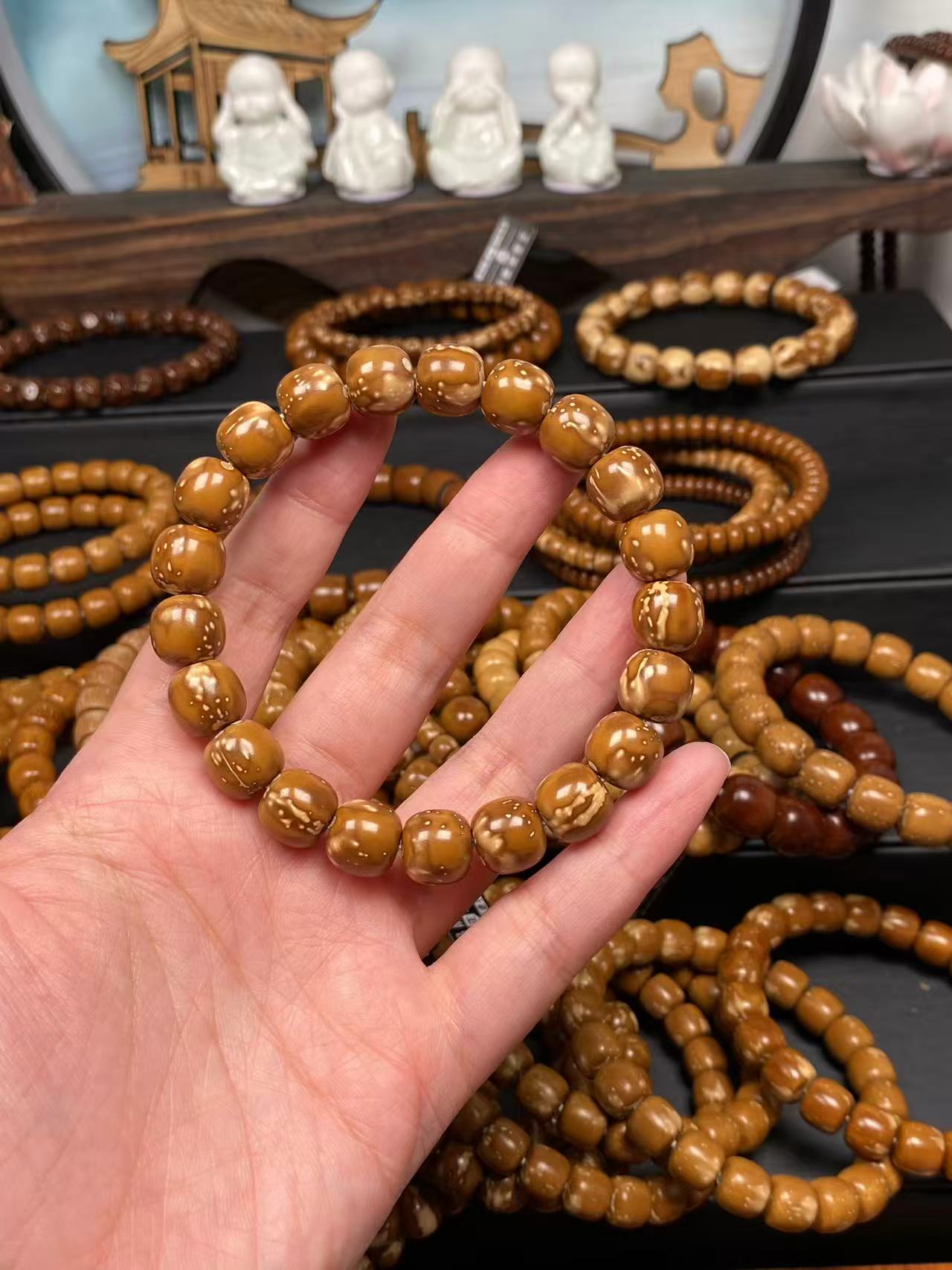 紫金鼠半实心花皮老型手串超干净水墨画手串火焰纹老型手串尺寸11