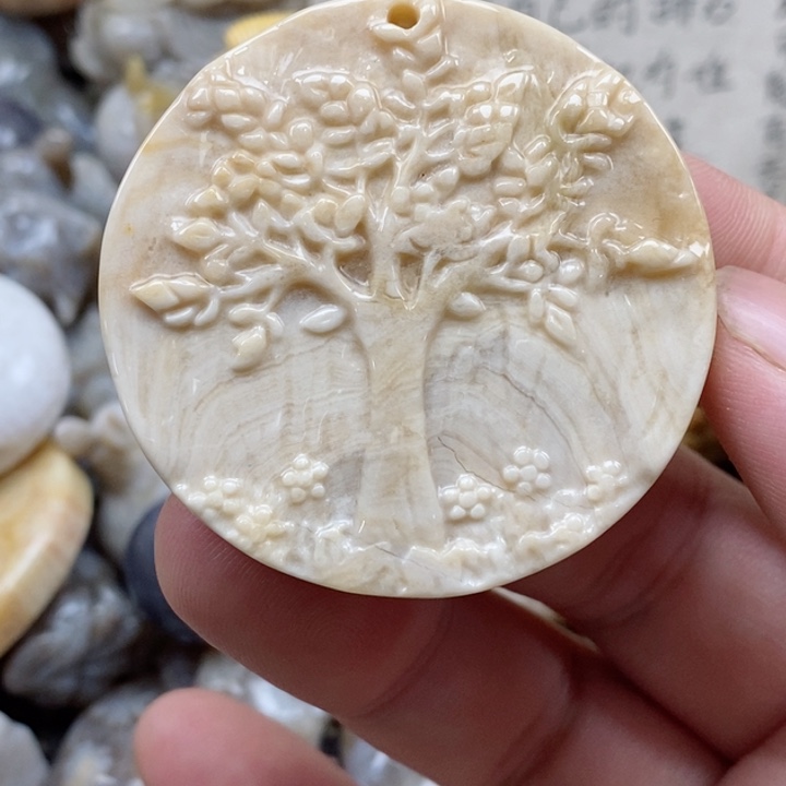 颈饰未镶嵌硅化珊瑚（珊瑚玉）