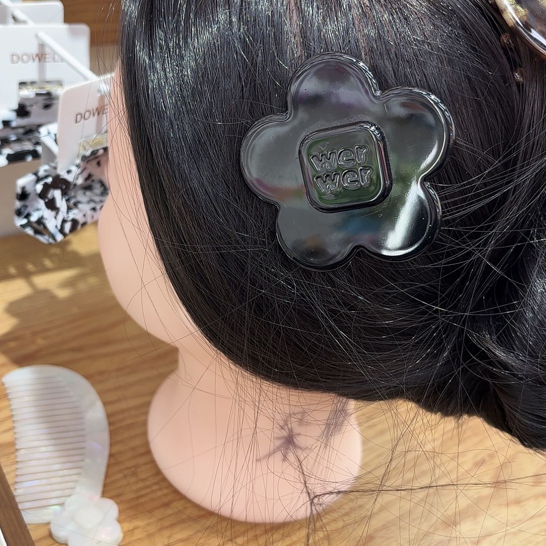 皮质铁合金大号花朵黑色