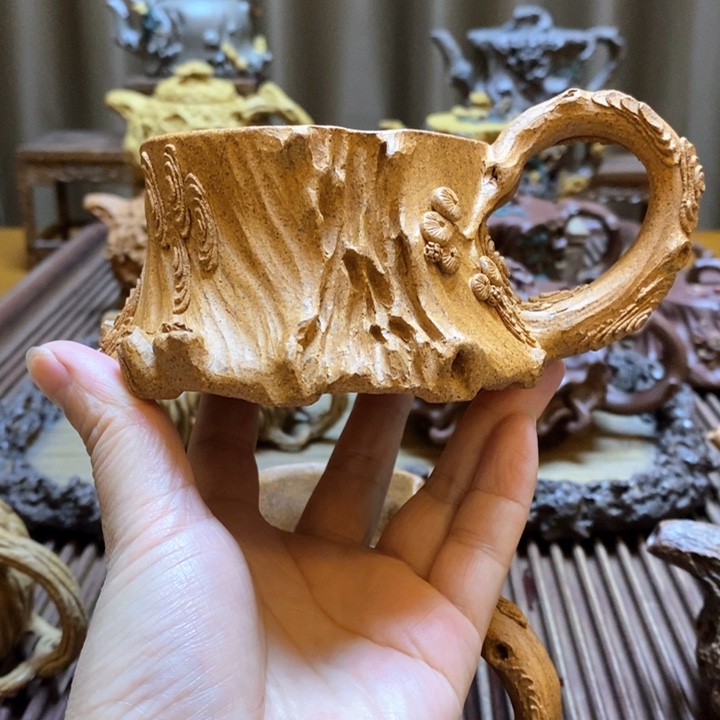 紫砂茶壶全手工制作松桩杯