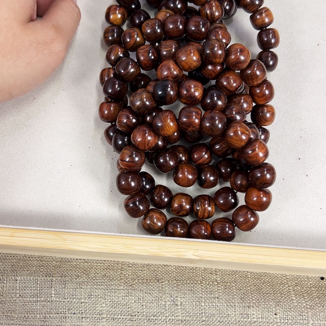 黄花梨/降香黄檀手串/手链14mm桶珠小微瑕老料