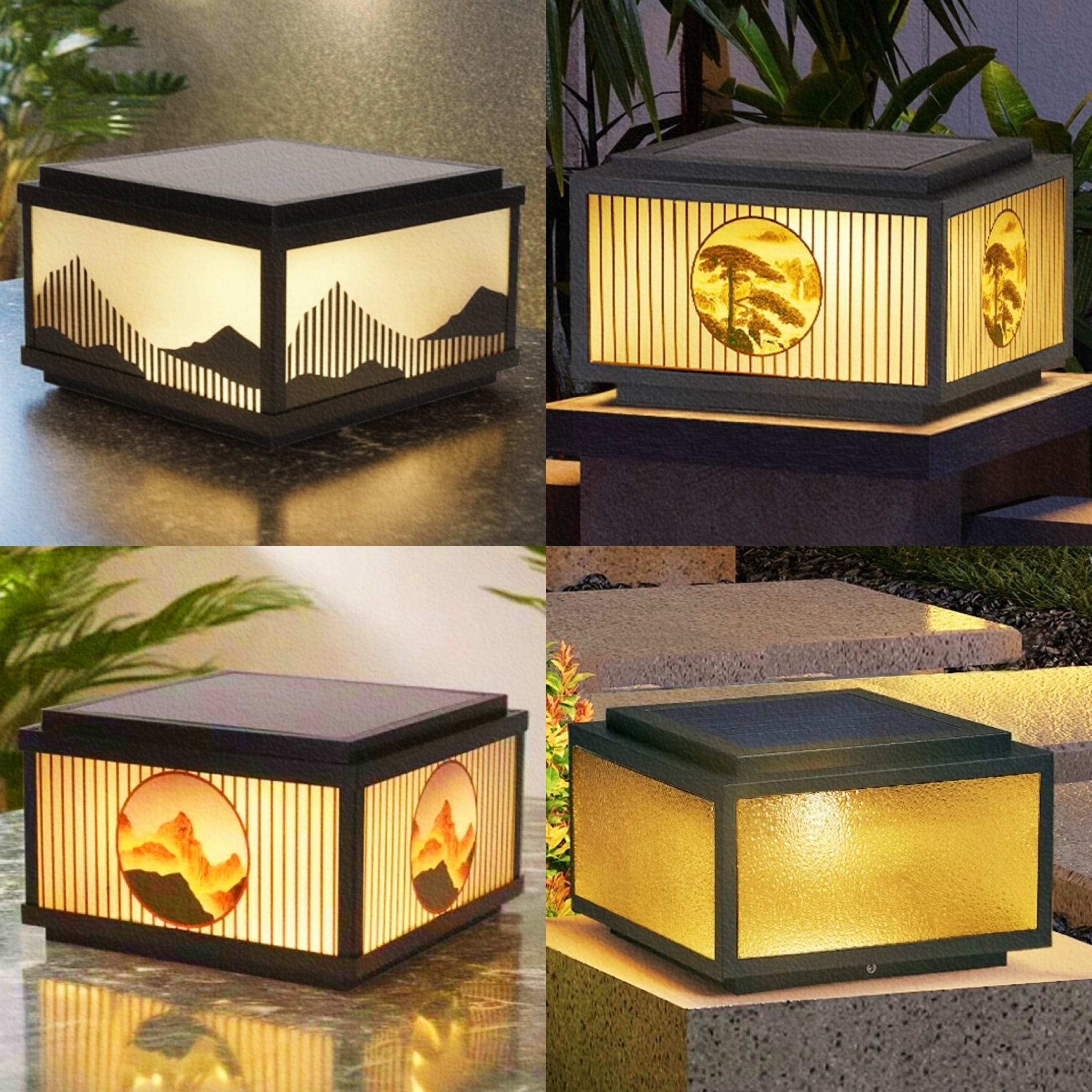 【买一送一】现代太阳能柱头灯别墅围墙门柱照明灯农村室外围栏灯