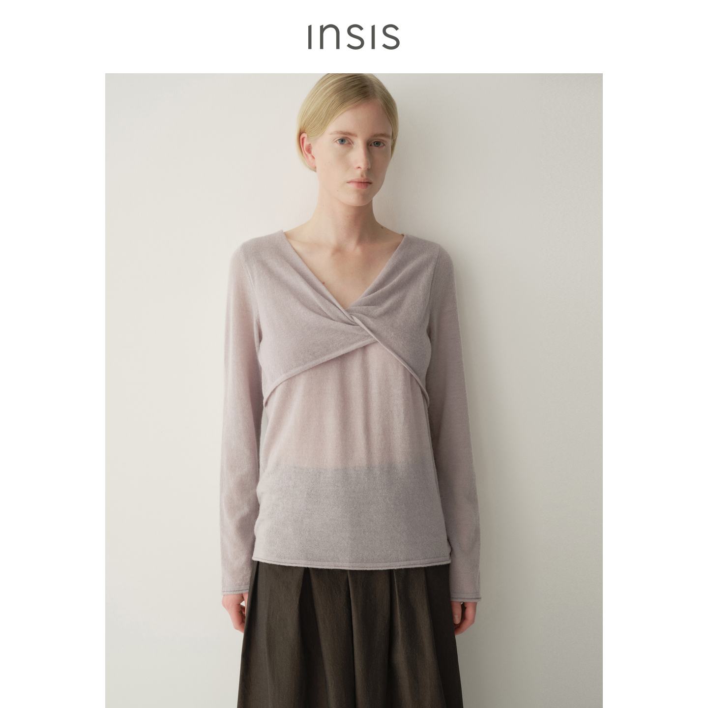 INSIS FEMME澳洲美丽诺绵羊毛2026春季款蝴蝶扭结针织长袖上衣女