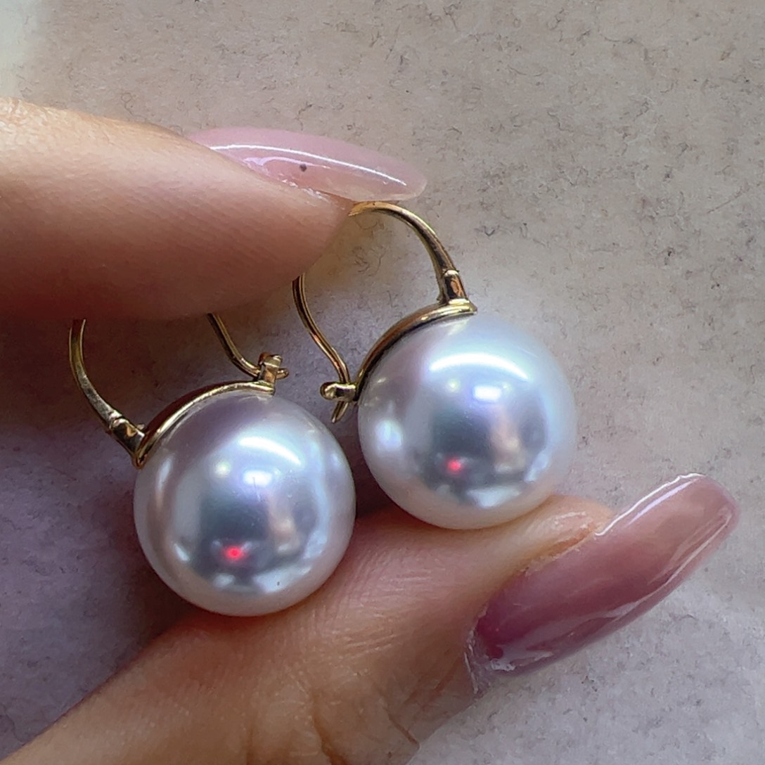 淡水珍珠耳饰18K金镶嵌
