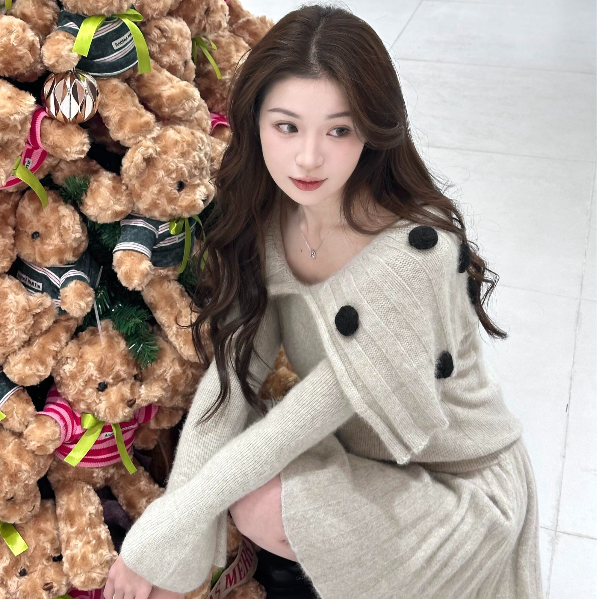 【SM-216】设计感针织上衣百搭秋冬季韩版时尚甜美小个子冬季套装