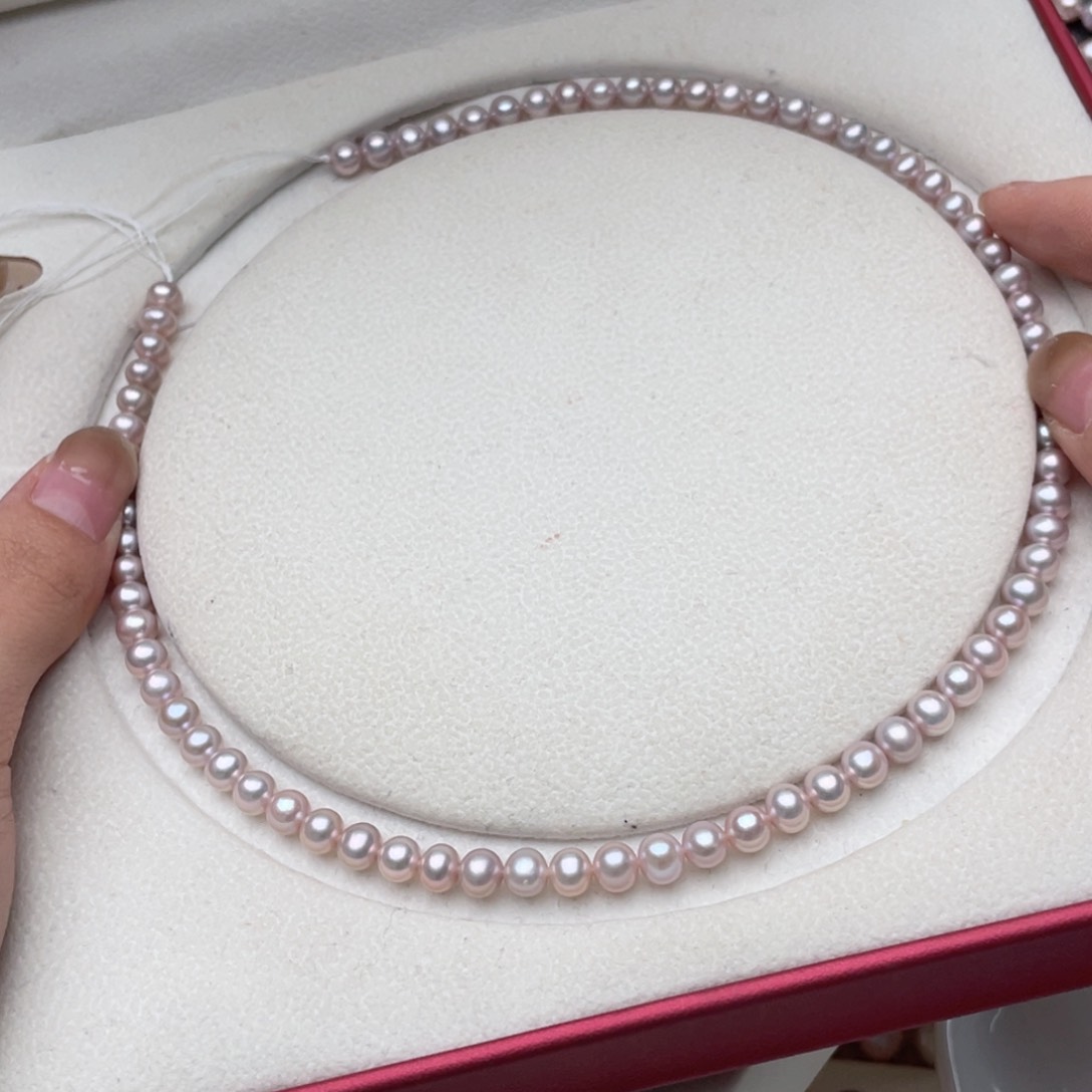 淡水珍珠项链银S925镶嵌豆**也6-7