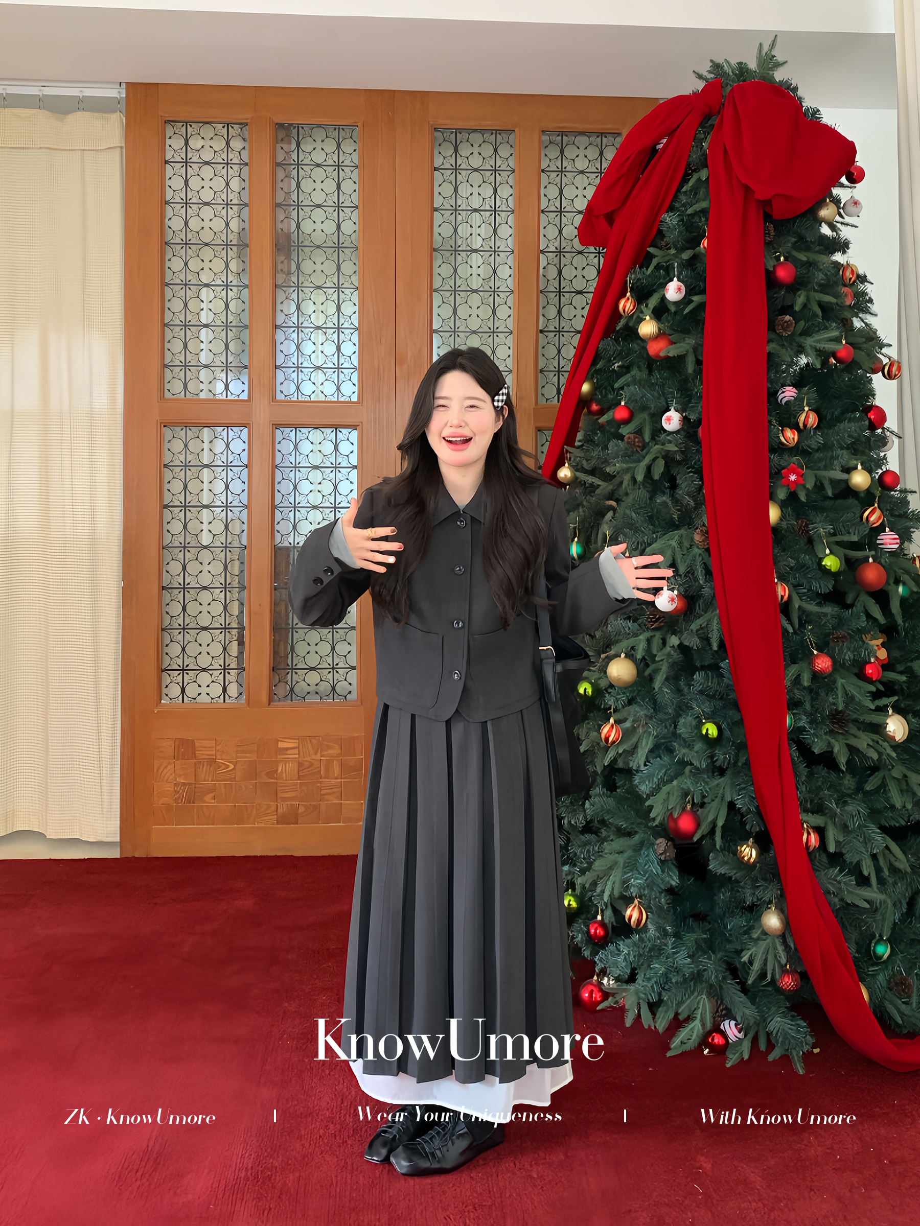 知葵微胖定制【南洋欧尼】冬气质短款西装外套+百褶半身裙套装0266