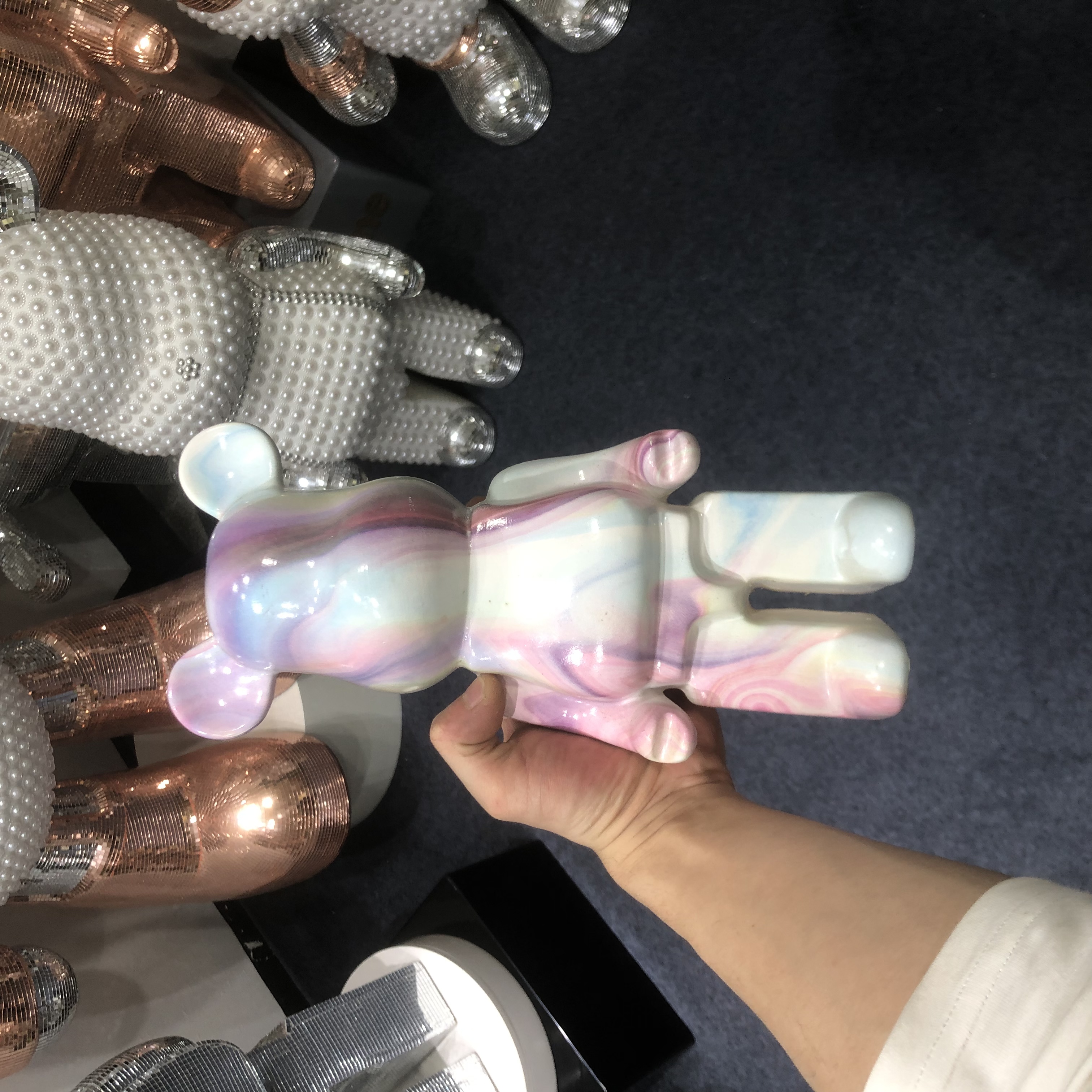 彩绘粉紫蓝色小熊