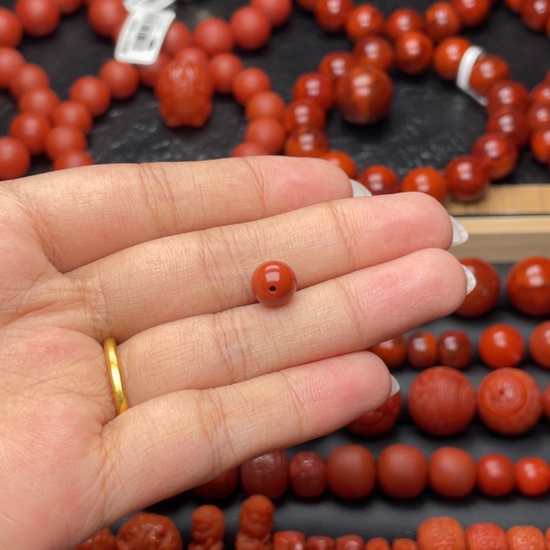 袖***清南红玛瑙未镶嵌手串Y8mm单珠