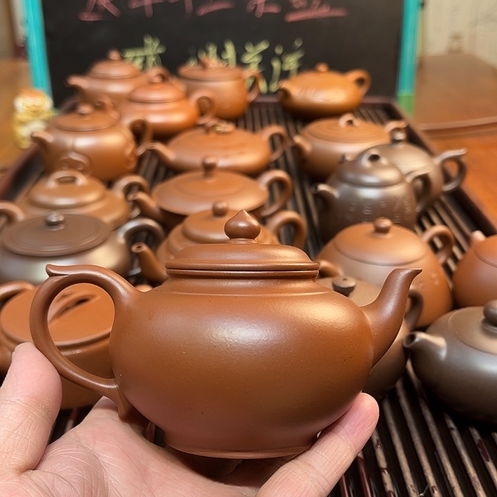 紫砂茶壶黄龙山红皮龙笑樱300cc精工全手
