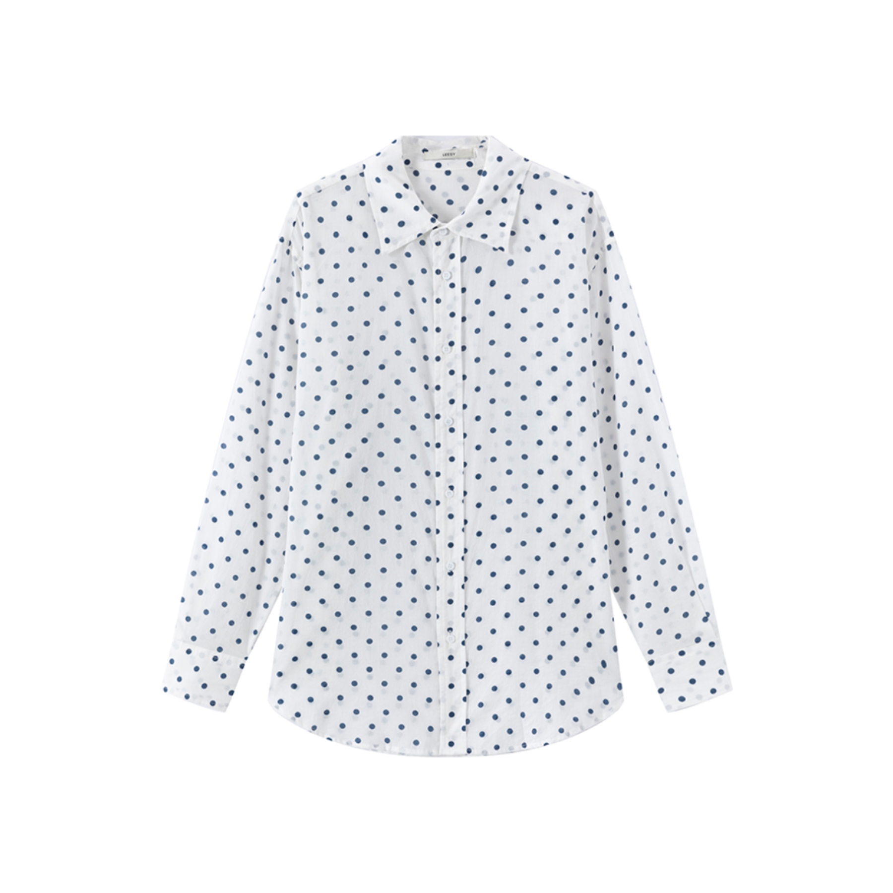 SCF韩版气质波点圆领长袖衬衫法式高级感宽松显瘦白色衬衣时尚