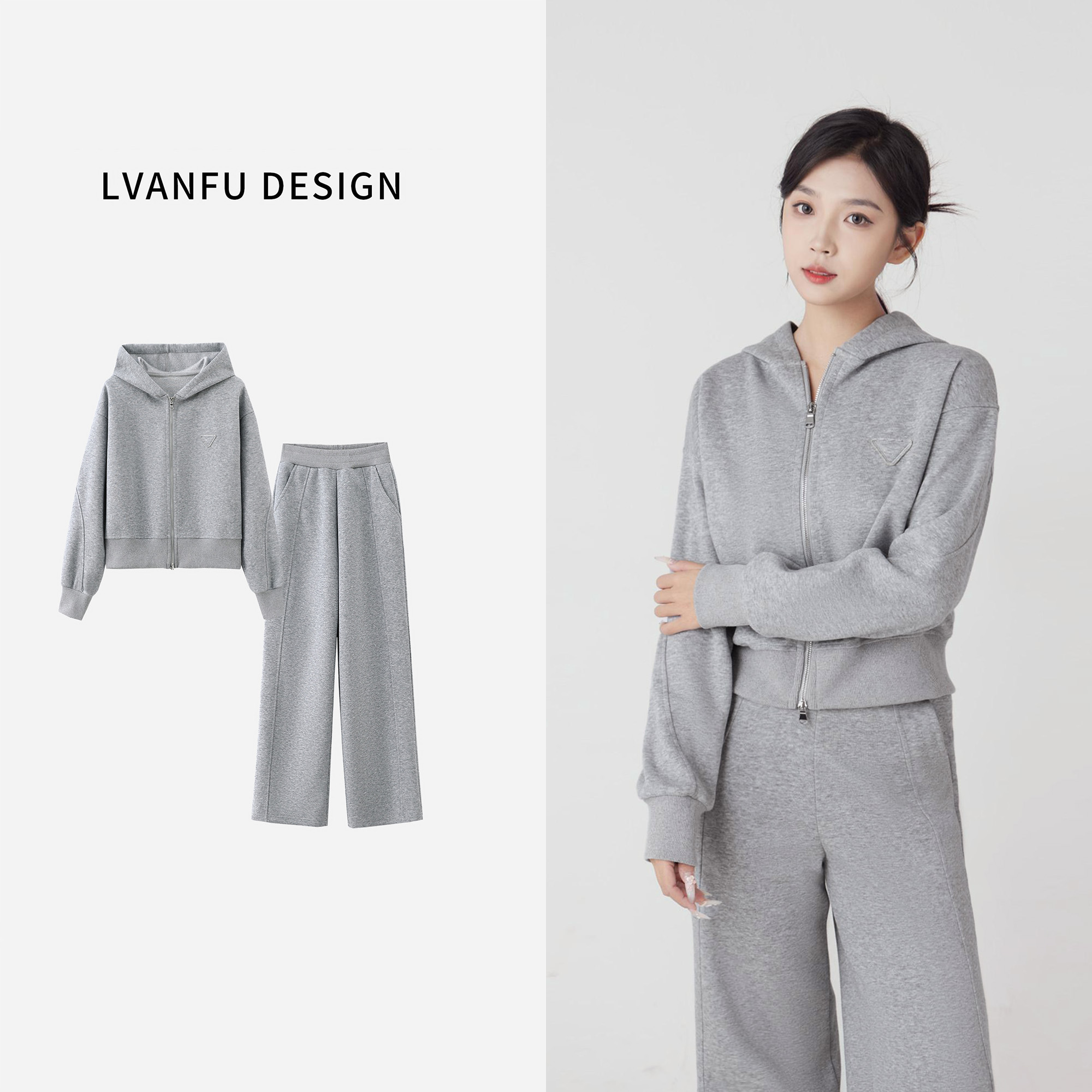 【 春意轻裳】 超绝腰身比连帽休闲显瘦套装JY569A/zwz