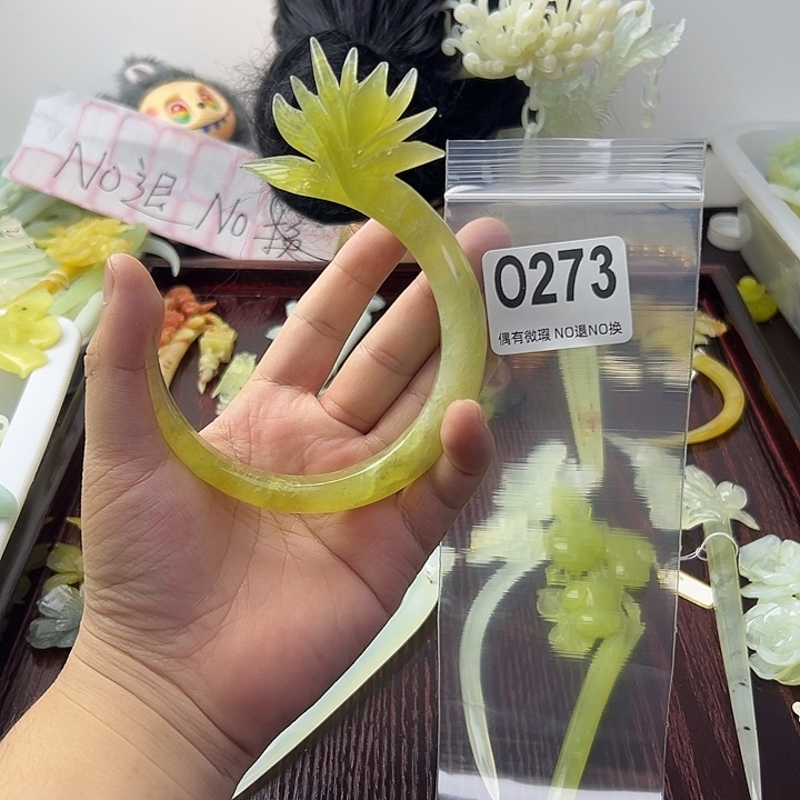 合金蛇纹石玉发饰松**蜓