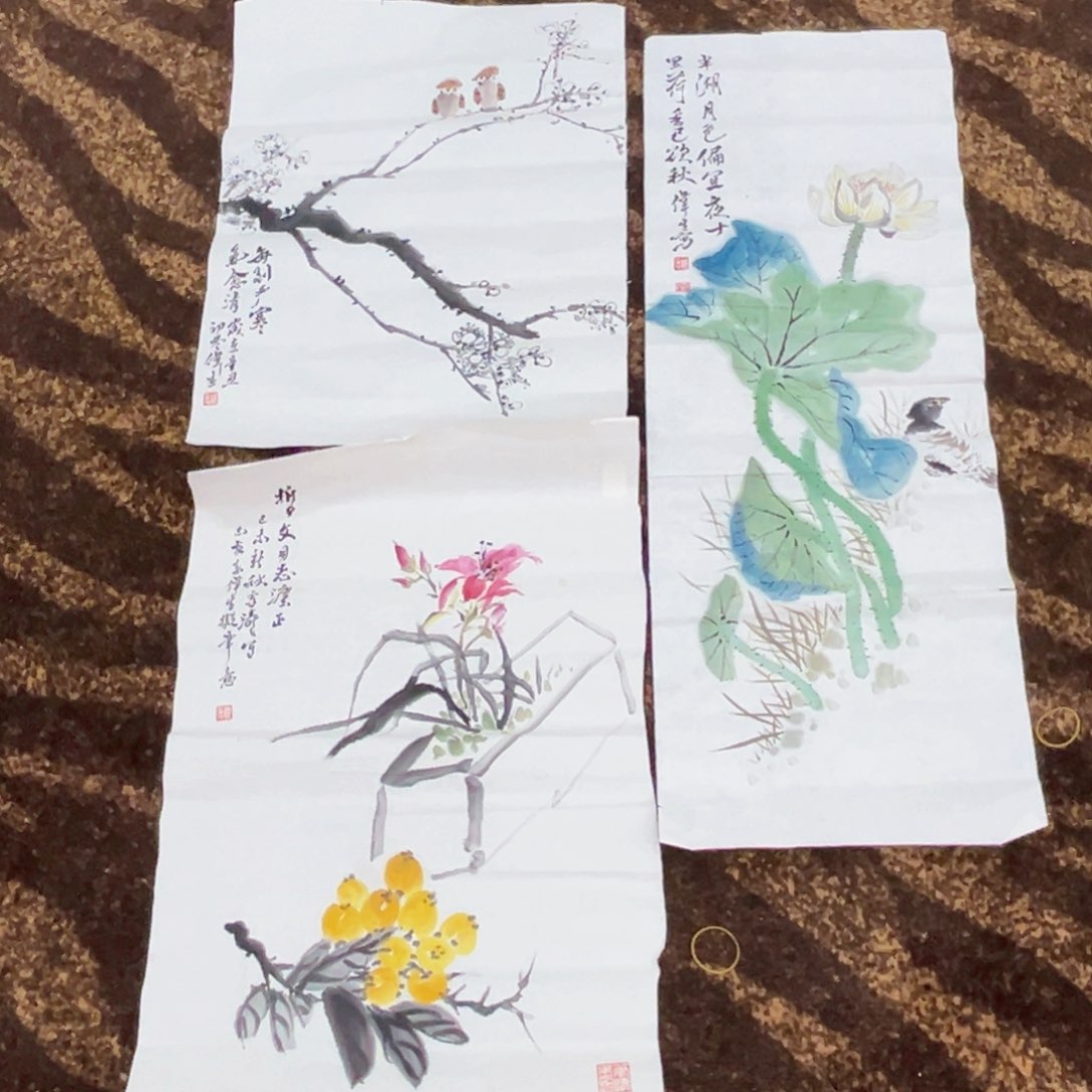 国画何伟生老师绘画三张微瑕