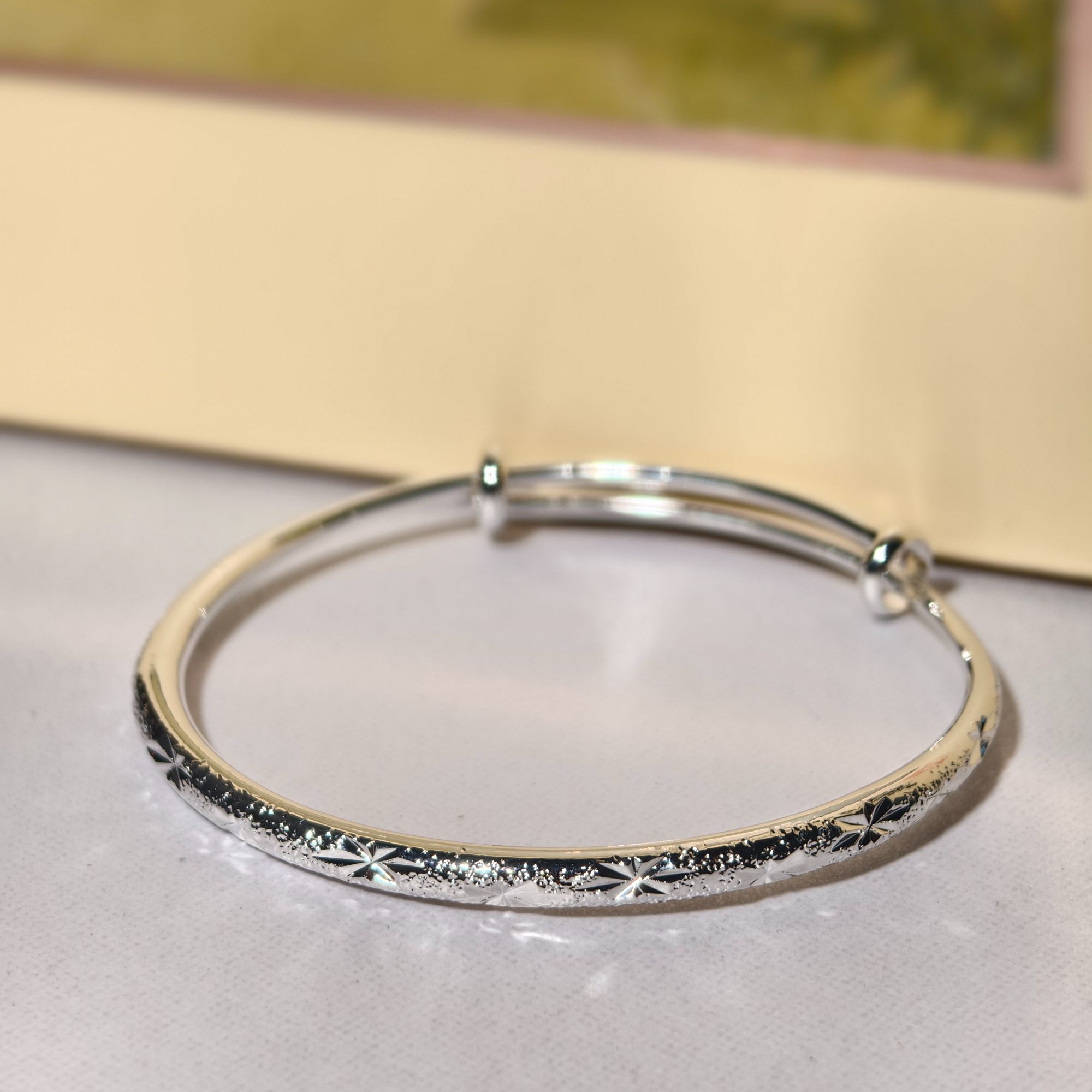 足银手镯 圆满天星手镯14.63g（推拉款） 足银手镯礼品百搭款