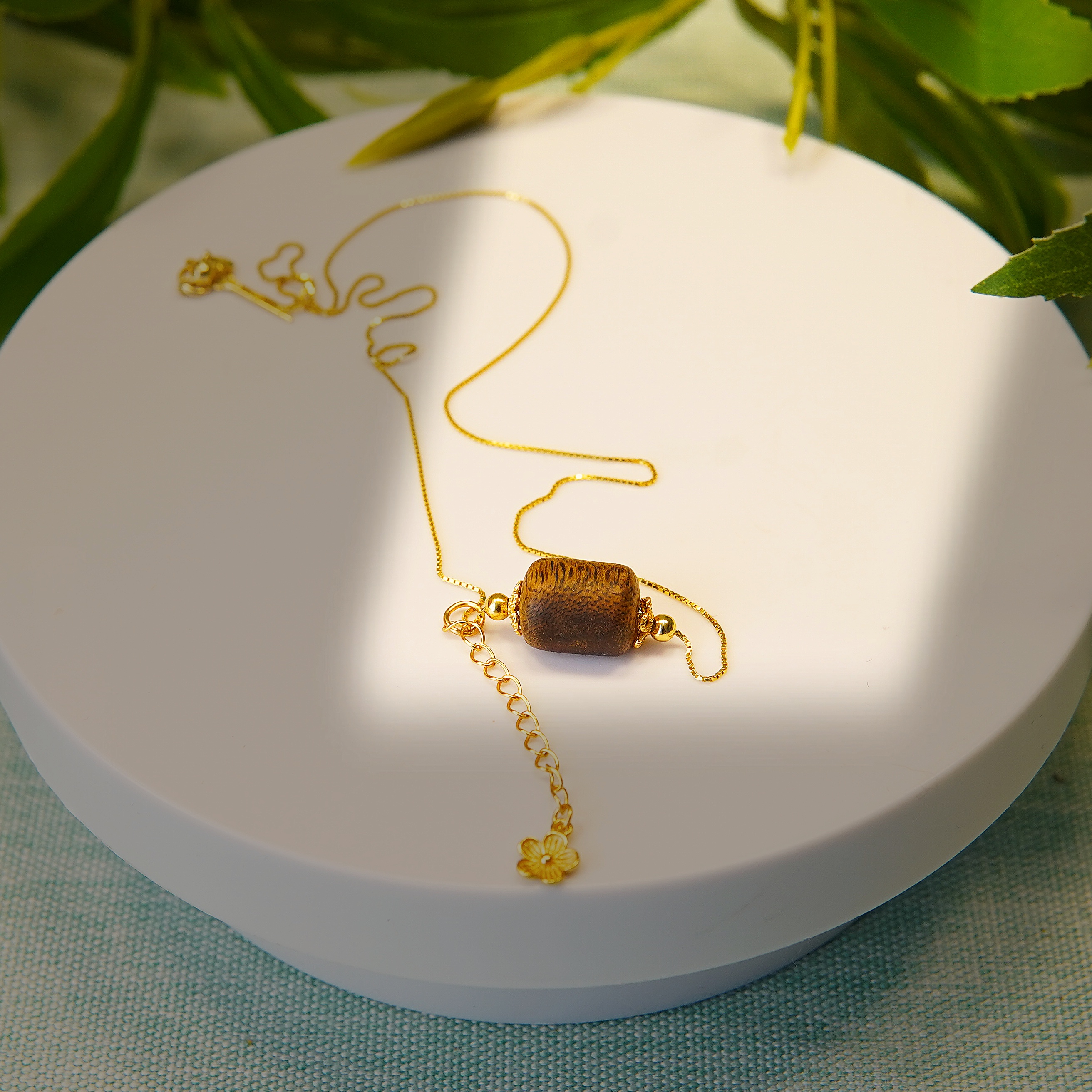 沉香奇楠沉香桶珠锁骨链（含链子）八YLWC00009