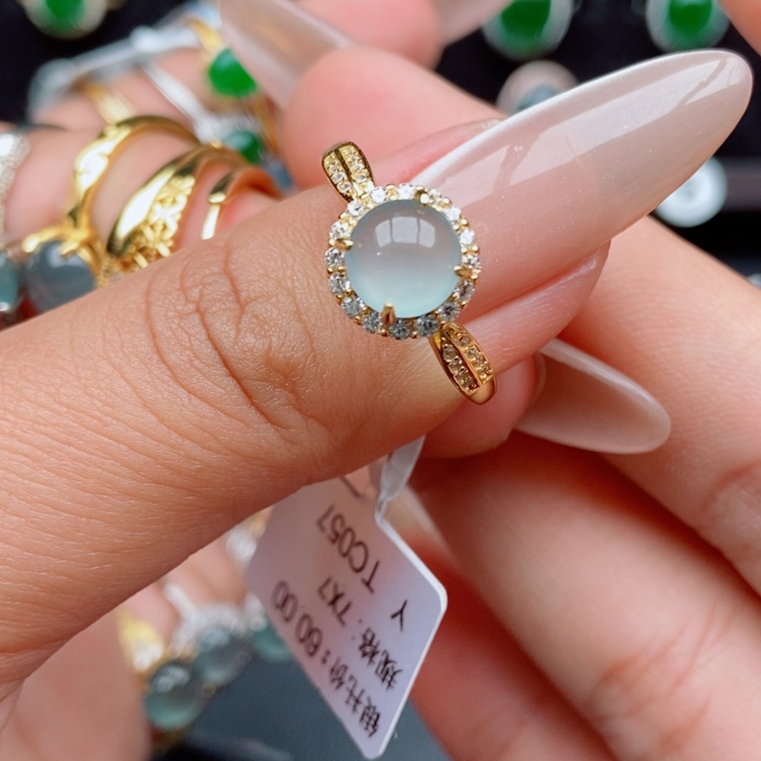 翡翠戒指银S925镶嵌5244