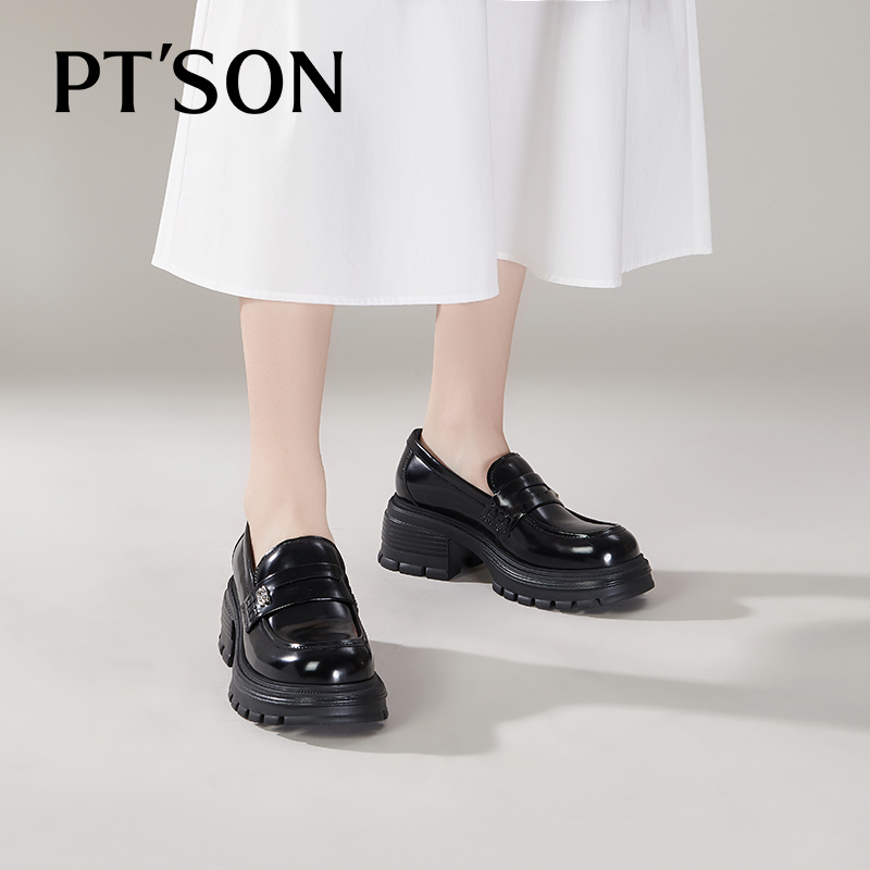 【百田森PT SON】PFS2C678英伦乐福鞋女厚底粗跟学院风制服鞋小皮鞋