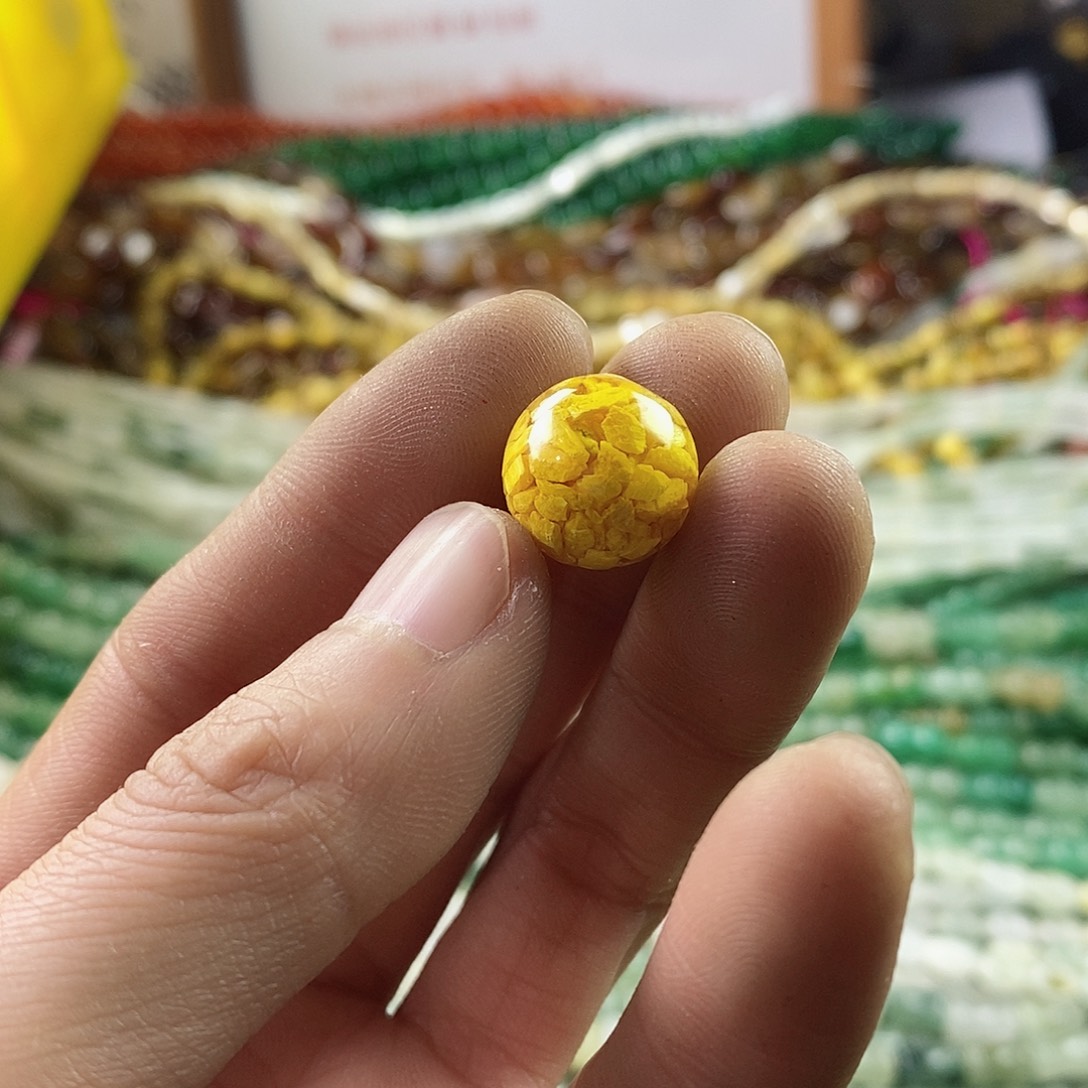 玛瑙/玉髓珠宝半成品合金一个14mm雄黄沙大颗粒A005