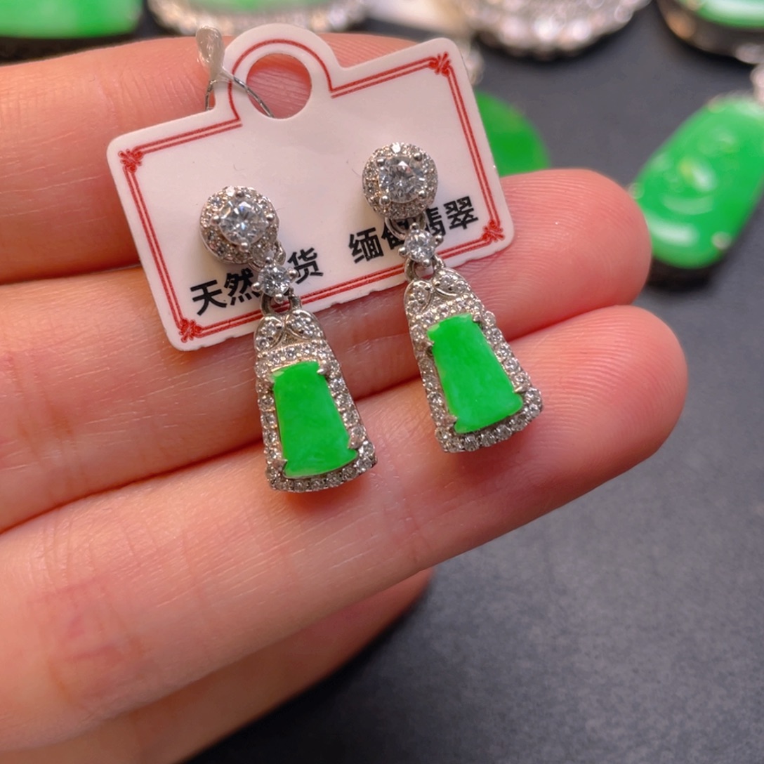 翡翠银S925镶嵌吊坠(不含链)耳坠