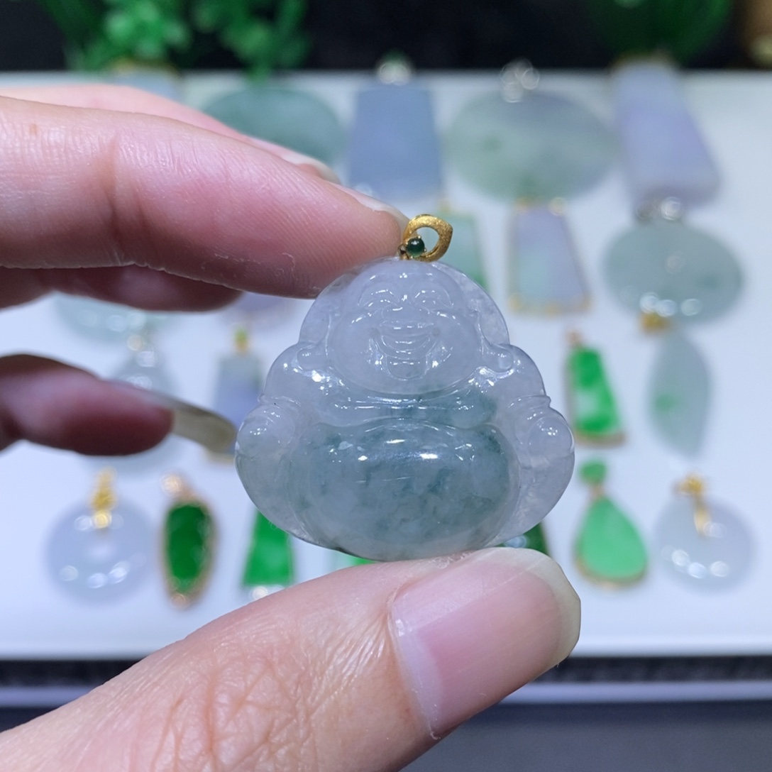 翡翠18K金镶嵌吊坠(不含链)