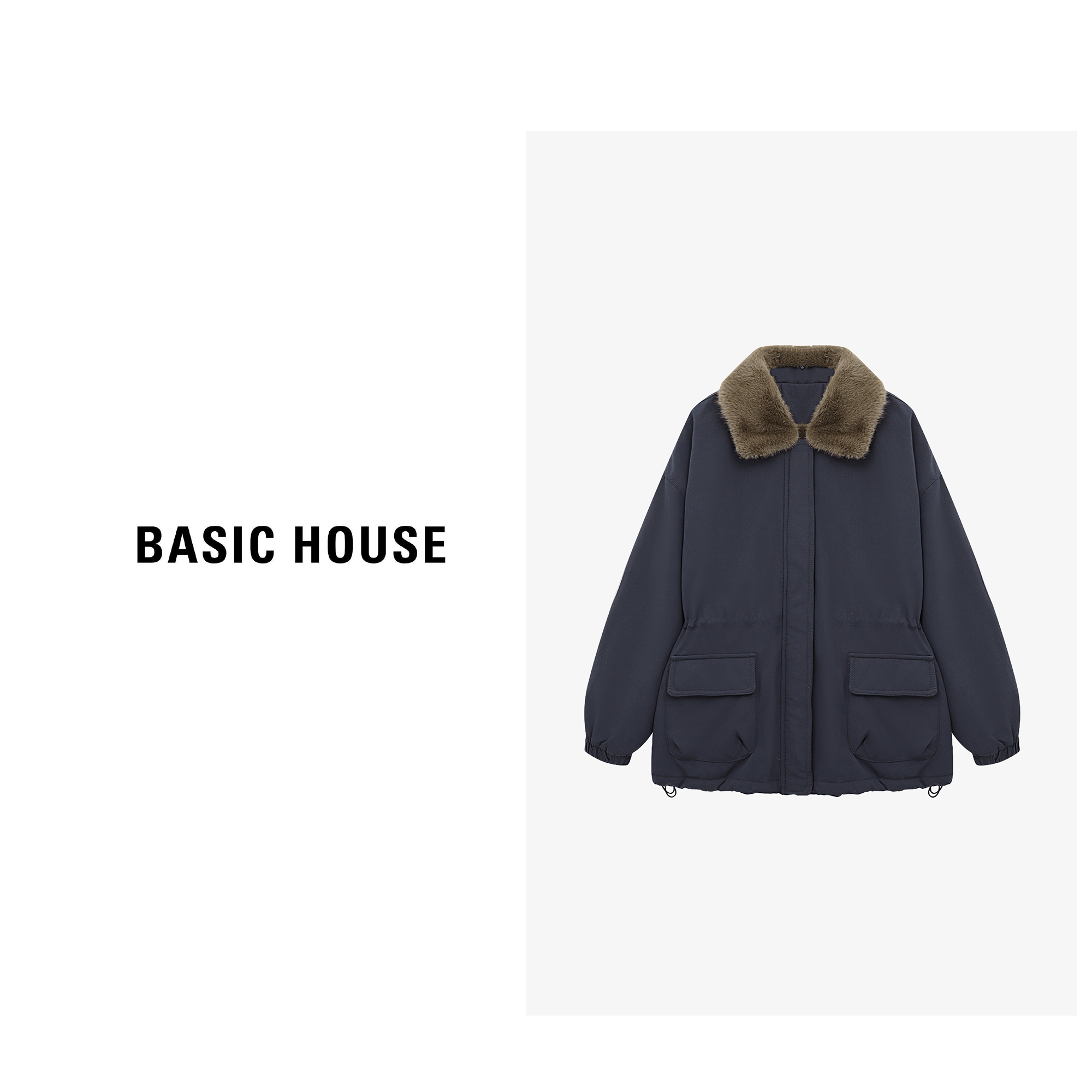 Basic House/百家好冬季休闲宽松保暖简约韩版外套-B0625B5RJR2