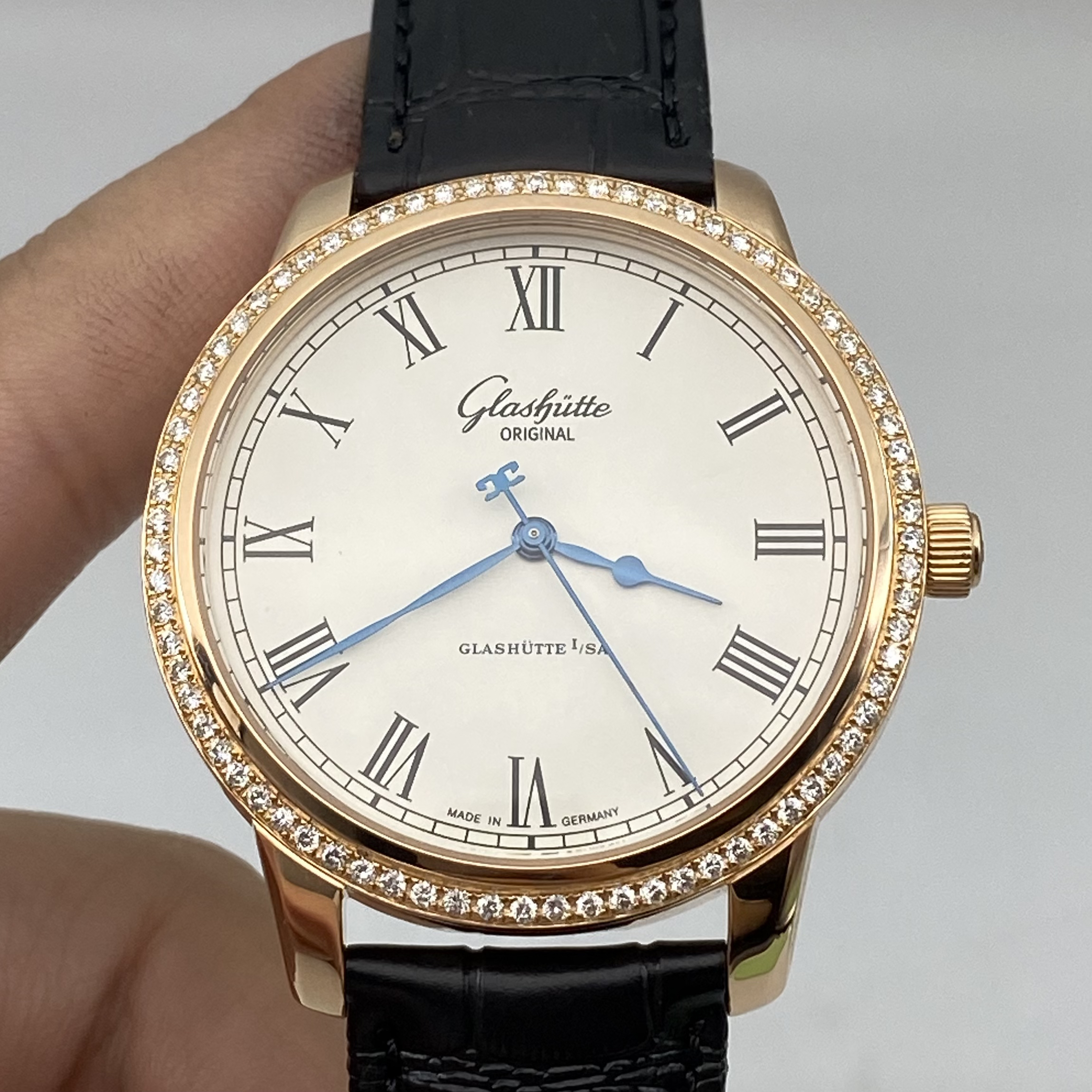 95新 Glashutte Original/格拉苏蒂 议员 18k 后镶钻 表径:40mm