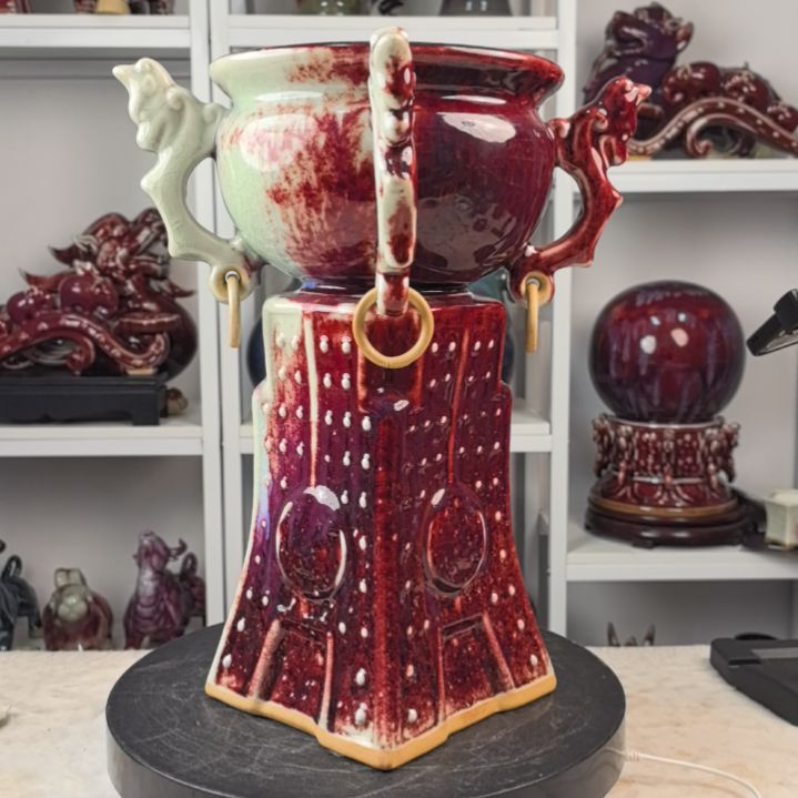 摆件钧瓷摆件神後鎮鈞瓷