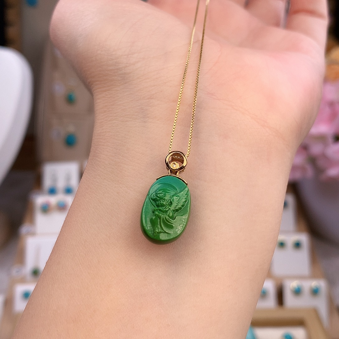 绿松石18K金镶嵌颈饰