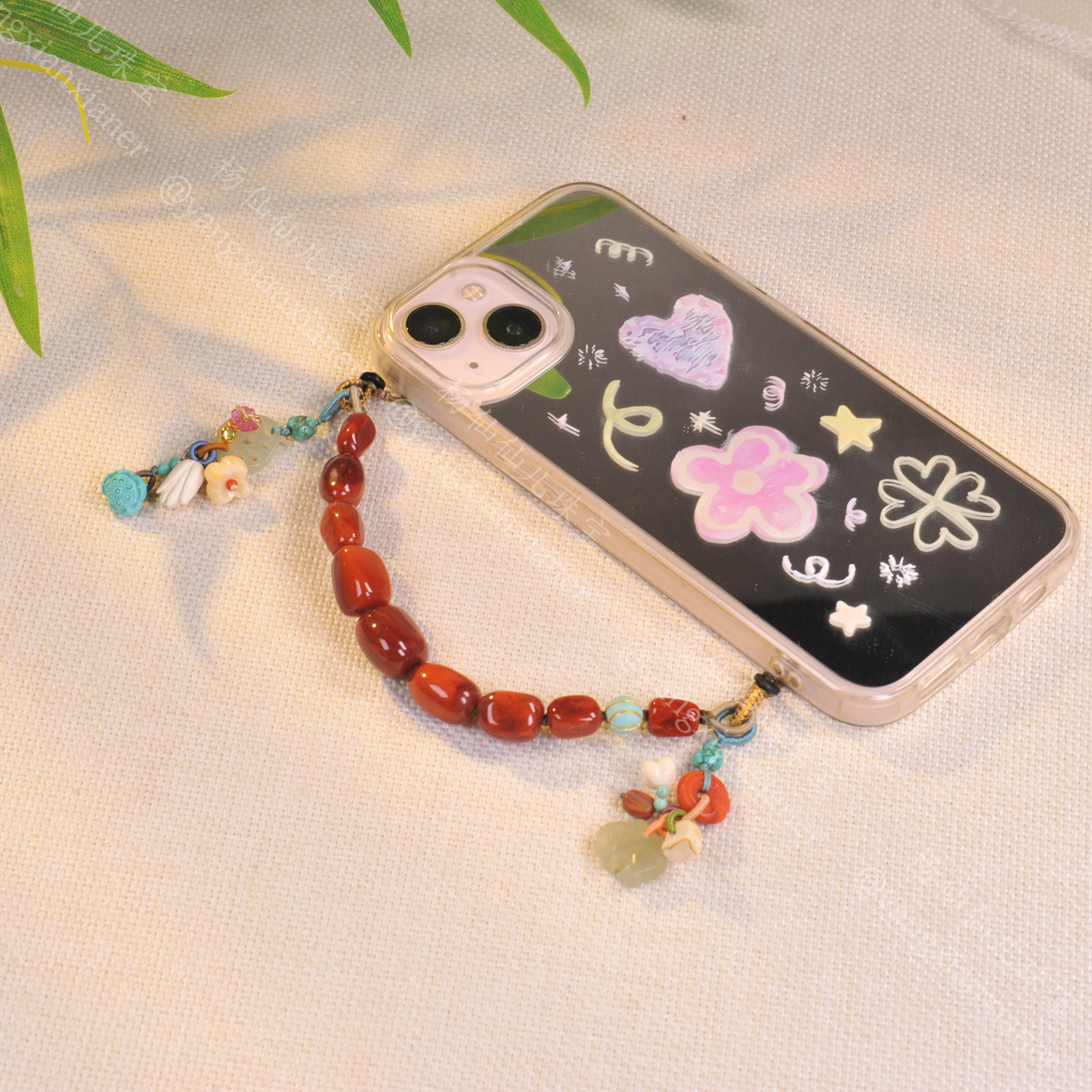 【杨仙仙珠宝】银镶嵌南红多宝手机链-A4967