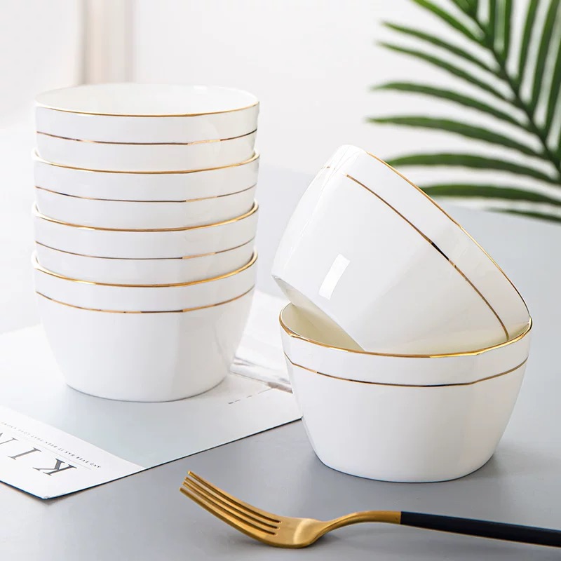 景德镇2025新款陶瓷餐具釉下彩米饭碗家用酒店轻奢款骨瓷吃饭碗