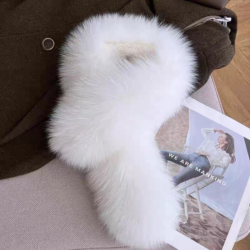 新款仿狐狸毛正反两面保暖毛毛围巾秋冬气质皮草百搭毛领