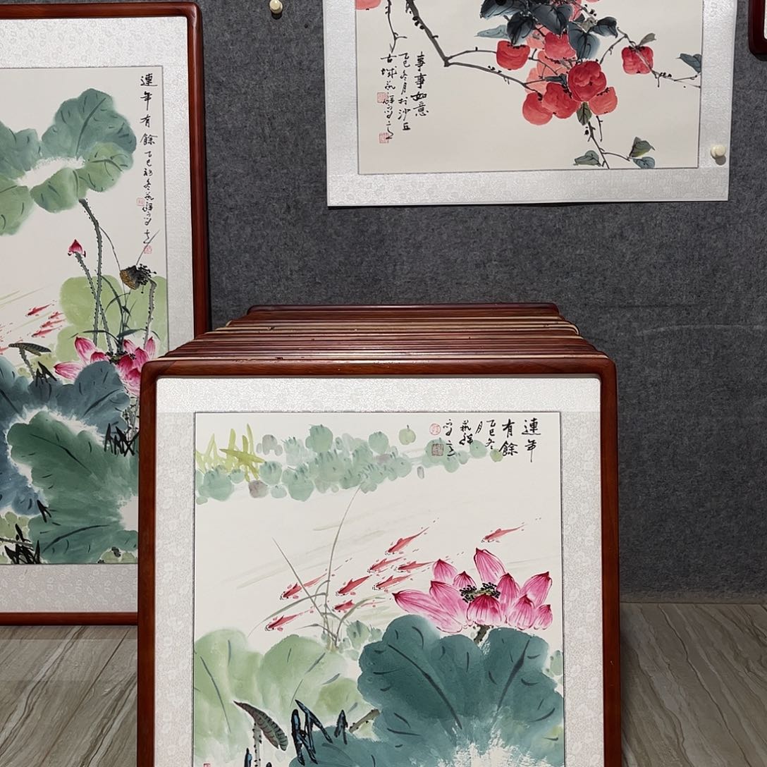 国画书画作品带框63×63