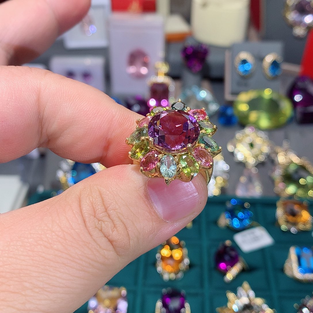 水晶戒指银S925镶嵌戒指