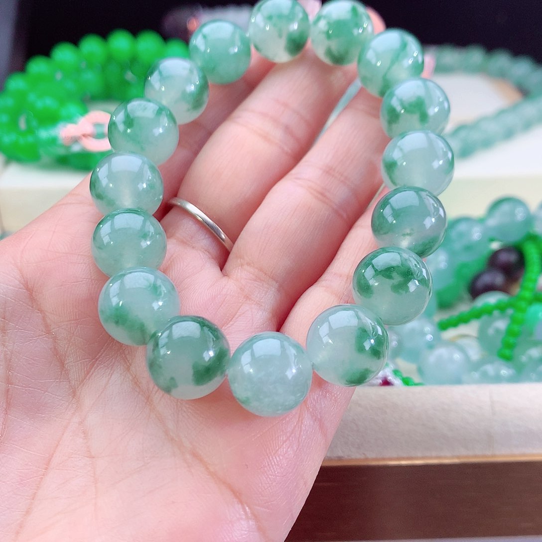 翡翠手串18K金镶嵌独***醉