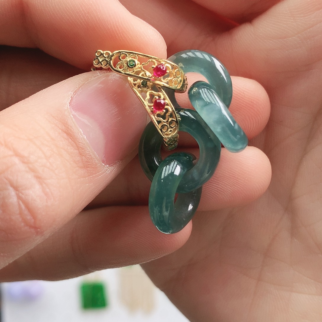 翡翠耳饰银S925镶嵌耳饰