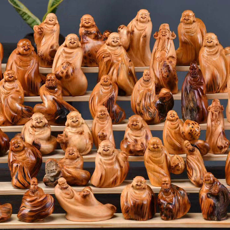 太行柏木手把件工艺达摩弥勒寿星天然随型根雕木雕礼品老料工艺品