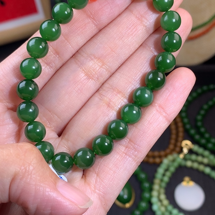 和田玉（碧玉）手链未镶嵌*‍**